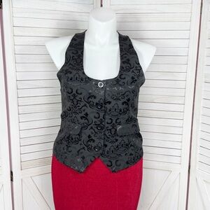 Kancy Kole Brocade Racerback Tuxedo Vest Waistcoat‎ Black Large